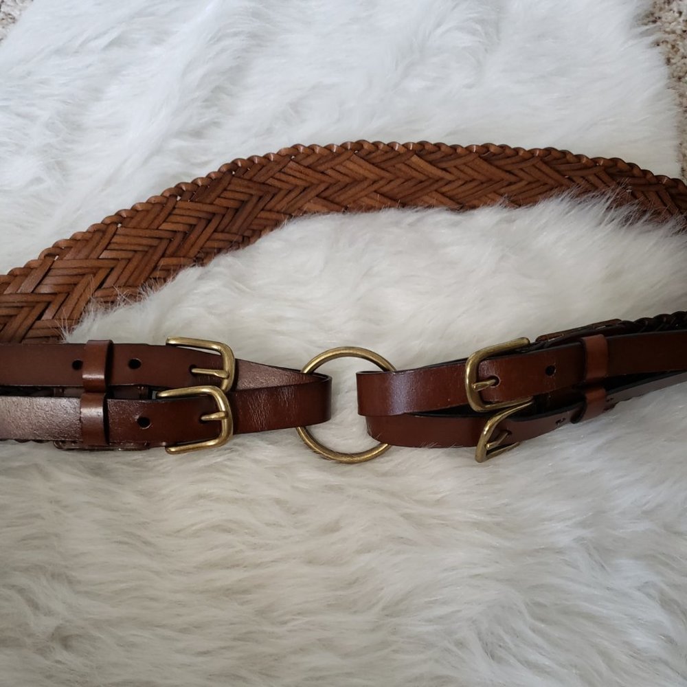 OLD NAVY Brown Braided Double Loop Belt Size L/XL